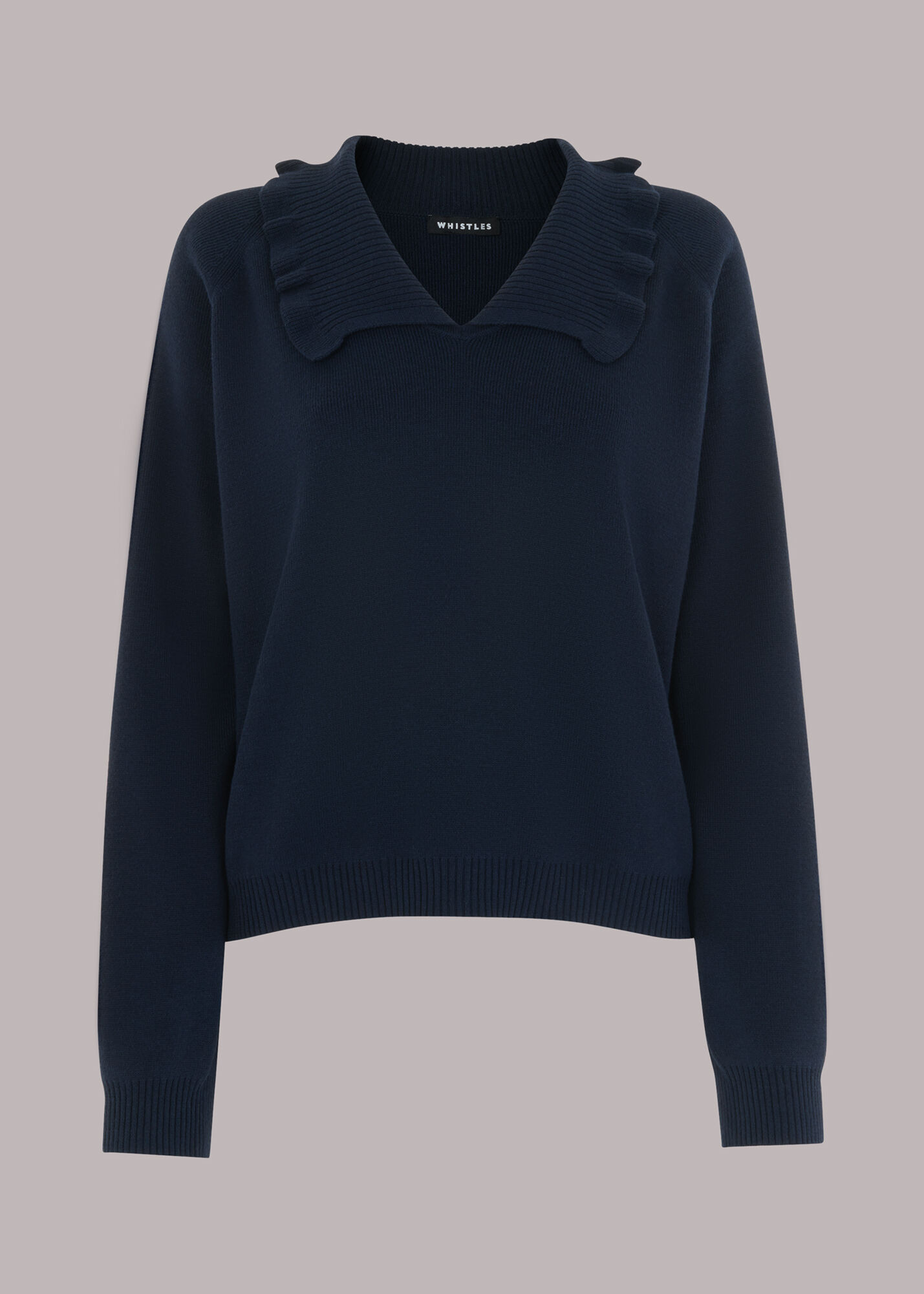 トップス FRILL SHOULDER SWEATER Women's Navy Frill Collar Sweater | Whistles US |